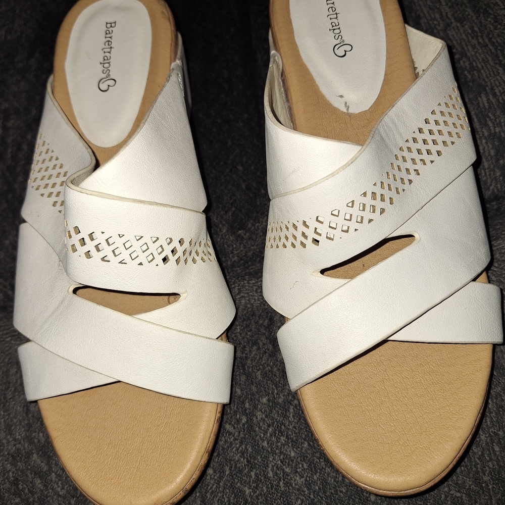 BareTraps White Sandals with Criss-Cross Straps